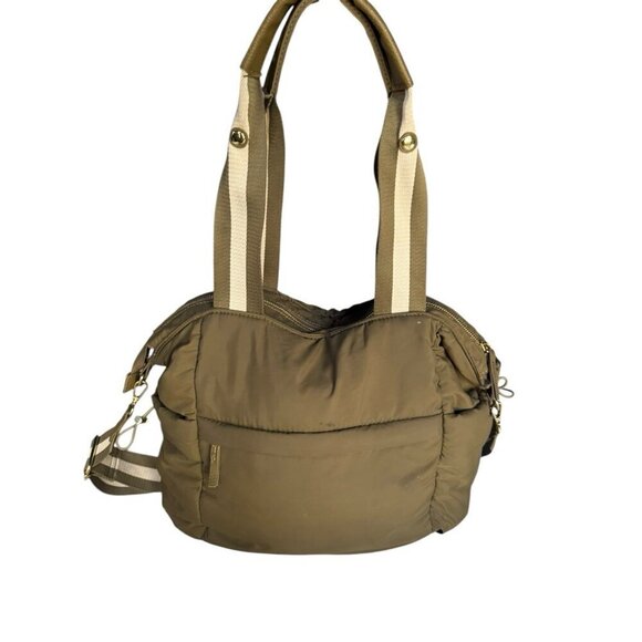 Tommy Bahama Go Everywhere Olive Green Cargo Tote Puffer Bag Detachable Strap - Picture 2 of 15